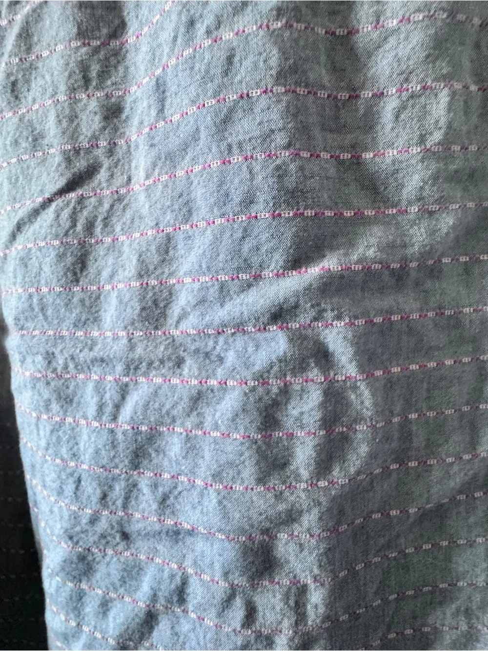J. Crew Slim Button-Up Shirt in Gray with Pinkish-Red Stripe-Large